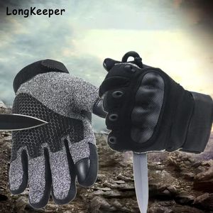 Cinco dedos Guantes Nivel 5 Táctico Profesional Anticutting Antistab Militar Al aire libre Fullfinger Hombres Fuerzas especiales Guante de combate 231114