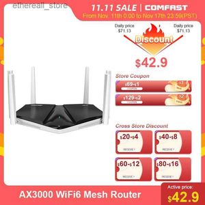 Roteadores 3000Mbps WIFI6 Roteador MESH AX3000 2.4 / 5G Transmissão de banda dupla Gigabit 4FEM Sinal poderoso Roteador sem fio WPA3 Criptografia Q231114