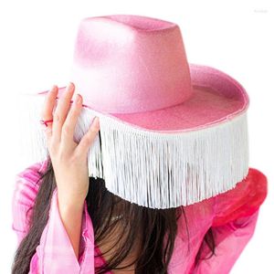 BERETS Q1FA TASSEL COWBOYS HAT COWGIRL BACHELORETTE PARTY BRIDAL BRIDE FEDORA