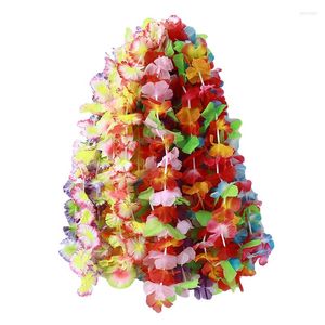 Fiori decorativi 36 pezzi/confezione Hawaii Lei Luau Forniture per feste Collana ghirlanda Vestito operato colorato Decorazione divertente da spiaggia