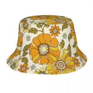 Berretti Margherite floreali colorate Cappelli a fiori Cappelli primaverili Merchandising Cappello da pesca stile retrò anni '70 per donna uomo impacchettabile