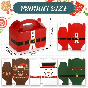 Decorações de Natal Caixas de Tratar Santa Elf Snowman Elk Xmas Cartão Presente Doce Biscoito Com Alças Holiday Party Favor CPA4670