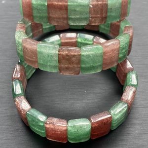 Bangle Russian Pink/Green Truskawkowa Bransoletka Kwarcowa Healing Crystal Energy Bilans Kamienny Prezent dla niej