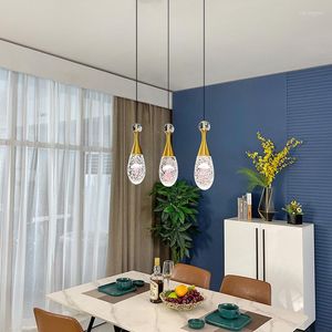 Pendant Lamps Crystal Led Chandelier Bedside Room Decoration Dining Table Kitchen Island Lamp Restaurant Combination Indoor Lighting