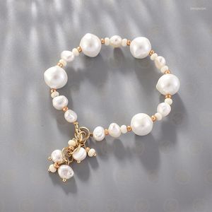 Strand One Gold Plated Brass Czech Glass Beads And Fresh Water Pearl Bracelet (BE1129)