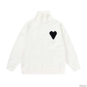 I Am I Paris Seater Turtleneck High Collar Knit Jumper Hoodie Winter Hoody Amisweath Big Coeur Love Jacquard Heart Pull Sweatshirt Amiparis Amis 3127