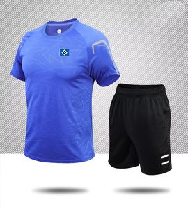 Hamburger SV Erkekler Trailsits Giyim Yaz Kısa Kollu Eğlence Spor Giyim Jogging Pure Pamuk Nefes Alabilir Gömlek