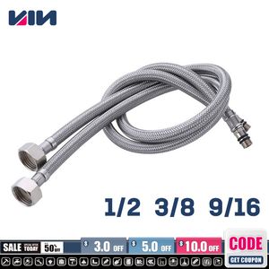 Hoses 1Pair G1 2 G3 8 G9 16 Stainless Steel Flexible Plumbing Pipe 60cm Cold Mixer Faucet Water Supply Kitchen Bathroom 230414