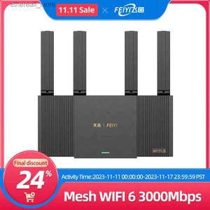 Routers Feiyi WiFi 6 Router Ax3000 Dual Band 2.4G WiFi6 Mesh Router 5GHz Full Gigabit Ethernet RJ45 Ports WiFi 6 Mesh Repeater Amplifier Q231114