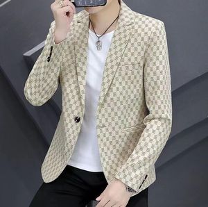 패션 남자 캐주얼 레터 인쇄 긴 슬리브 슬림복 블레이저스 재킷 코트