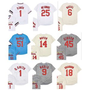 Sl Mitch ve Ness Gerileme St. 1 Ozzie Smith Beyzbol Forması 45 Bob Gibson Cooperstown 6 Stan Musial 9 Roger Maris 14 Ken Boyer 18 Mike