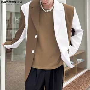 Męskie garnitury Blazers Inderun męskie mody mody patchwork Ponagwory streetwear długie rękawie Męskie garnitur Party Spring Spring Casual Coats for Men S-5xl 231114