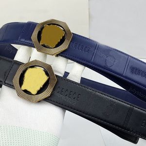 Designer Biggie Cinture per uomo Donna Cintura in vera pelle blu Testa Fibbia in bronzo Uomo Cintura casual in pelle di mucca di lusso Cintura marrone Cintura Cintura Ceinture 38mm