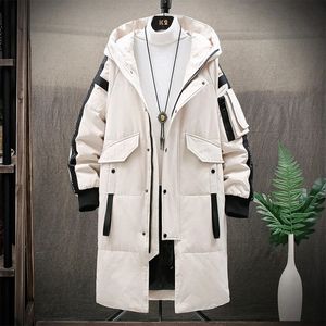 Men's Down Parkas Warm Thick Men White Duck Down Jacket Hooded Puffer Jackets Coat Winter Male Casual Long Parka Overcoat Outdoor Multi-pocket 231113