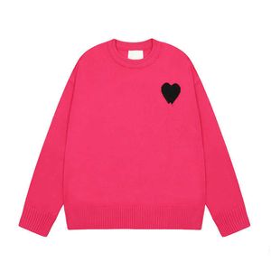 Fashion Amisweater Paris Mens Women Designer Knitted Shirts High Street Printed a Heart Pattern Round Neck Knitwear Men Am i Jumper Qdwv