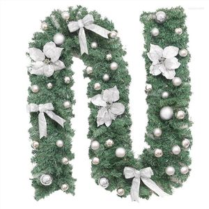 Decorative Flowers 2.7 M Christmas Garland Decoration Rattan Light Spruce For Outdoor Indoor Holiday Decor Silver