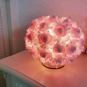 Nocne światła EU/USA/UK Wtyczka Lampa LED Lampa stołowa Rose Flowon Bonsai Nocne światła Garland Dekoracja sypialni Świąteczne światła Q231114