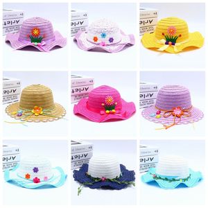 Kızlar Hip Hats Çiçekler Çocuk Plaj Kapakları Güneş Kafası Prenses Şapkası Çocuk Açık Balıkçı Şapka Koruma Bebek Anaokulu Bebek Fedora Disket 73 Renk BC629-2