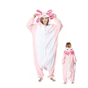 Rompers Kids Pink Salamander Animal Pajama Women Fish Onesie Sleepwear Girl Anime Birthday Gift Cosplay Kigurumi Costume 231113