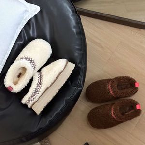 Märke Braid Tazz Platform tofflor australiska skor brun kastanj senapsfrö mocka täppa naturliga fårskinn päls fleece shearling glider 6