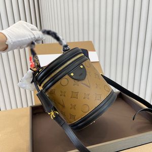 Bilek kovası çantası moda üst düzey baskı silindirik dokulu donanım fermuar gerçek deri kadın cüzdanı orijinal çanta büyük 2740