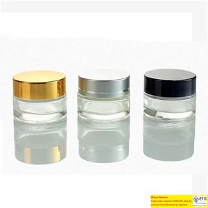 5g5ml 10g10ml Cosmetic Empty Jar Pot Eyeshadow Makeup Face Cream Container Bottle with black Silver Gold Lid and Inner Pad