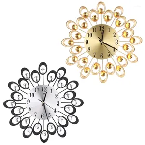 Orologi da parete Orologio moderno in metallo con diamanti per strass Iron Art Silent Room Home Office Commercio all'ingrosso