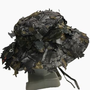 Utomhushattar kamouflageffekt 3D lämnar avslappnad snabb torkande jakt hatt polyester taktisk utomhusfiske platt mössa solskydd boonie 230414