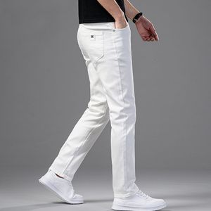 Jeans masculinos Homens de jeans magros de jeans magros casuais fit jeans calças brancas calças masculinas roupas de negócios jeans para homens chinos 230414