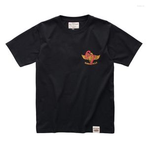 メンズTシャツヒップスターメンズレトロヘビーTシャツコットンクルーネックバイクバックプリント半袖プリント