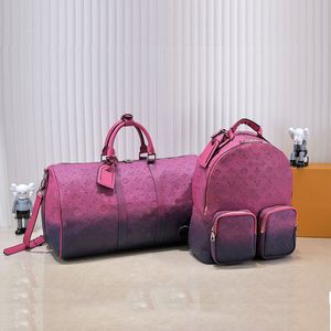 Lyxdesigner tygväska tryck graffiti ryggsäck mens stor kapacitet duffle väska handväska kvinnor äkta läder präglad bokpåse datorpåse avancerad bagagepåse