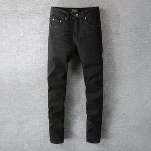 Men's Pants Arrivals Men's Black Distressed Slim Fit Regular Blank Streetwear Fashion Style Plain Super Skinny High Stretch Ripped Jeans 230414