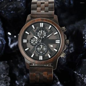 Wristwatches Natural Wooden Men's Watch Timing Code Multifunctional Quartz All Straps Clocks Religio Masculino