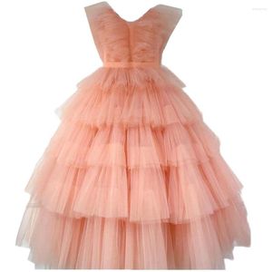 Abiti da ragazza Pink Ruffles Flower Girls per matrimoni Baby Party Immagini reali Abiti da compleanno per bambini Poshoot