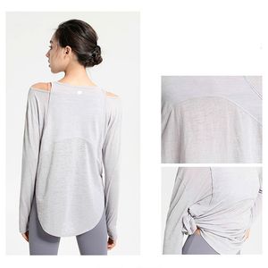 Lu Womens Yoga Shirt Girls Shrits Ronging Longeve Women Casuary Outfits Adult Sportswearジムフィットネスウェア4色YC102