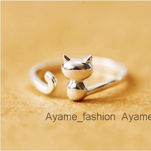 2023 Best Selling S925 Sterling Silver Cute Cat Open Rings for Women Jewelry