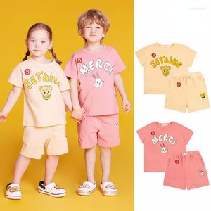 Clothing Sets Bobo Choses Kids Clothes Summer Korean 2023 Baby Top Cotton Cartoon Printing Comfortable T-shirt Shorts Suit