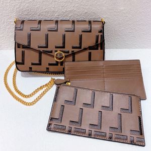 3 -stycken kvinnors plånbok kväll axel satchel väskor lyx trippel designer handväskor äkta läderväska med låda guldkedja mini pochette cross body mens totes väska