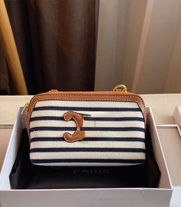 Chain Small Square PackEvening Bags Shell Bag Female Spring and Autumn Stripes Navy Style Mini Bag