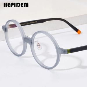 Okulary przeciwsłoneczne ramy Hepidem wielobarwne matowe szklanki octanu rama Mężczyzny okrągłe retro okulase optyczne okulary okulisty H9265 231113