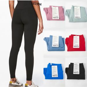 Lu Lu Color Solid Pants High Waist Alignment Set Elastic Fiess Women s Outdoor Sports Yoga Leggings Tights