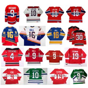 SL 10 Guy LaFleur CCM Throwback Red Wings Hockey Trikoty Maurice Richard Bobby Brett Hull 4 Scott Stevens 30 Martin Brodeur 9 Gordie Howe 19