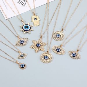 Klassisches Design türkisch blau Evil Eyes Anhänger Halskette Schmuck