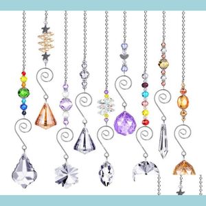 Garden Decorations Crystal Sun Catchers Decoration With Chain Colorf Glass Pendants Hanging Pärled Prism Prydnadsfönster Patio Party Dhqov