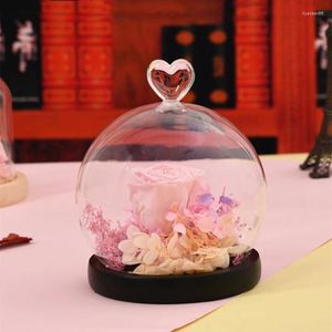 Bottles 4sets/pack Diameter 12cm Heart Top Round Glass Dome Vase Home Decoration Black Base Cover DIY Wedding Favor Gift