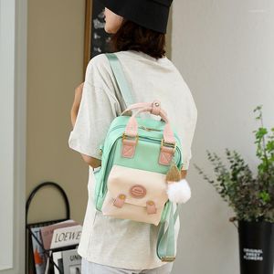 Bolsas escolares contraste color mulheres mini mochila oxford sweet crossbody saco para uma universitária à prova d'água ombro pequeno, senhoras fofas bolsa