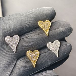Micro Pave Heart Shaped hoop earring paved Cubic Zircon Stone Ice Out Stud CZ Earrings Bling Copper Earrings for Women Men Lover Jewelry