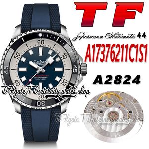 TF Superocean 44 ETA A2824 Automatic Mens Watch A17376211C1S1 Ceramic Bezel Blue White Dial Stick Markers Steel Case Rubber Strap Super Edition eternity Watches