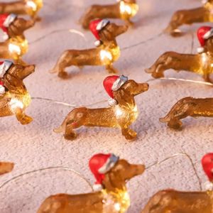 Juldekorationer 30 Lights Dachshund Dog Decoration String Light Year Christmas Party Gift Lantern String Decor with Remote Control 2d 231113