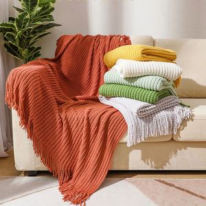 Decken Nordic Überwurf Decke gestrickt Freizeit Sofabezug Büro Nickerchen Klimaanlage Decke Bohemian El Decor Bettende Handtuch weicher Schal 230414